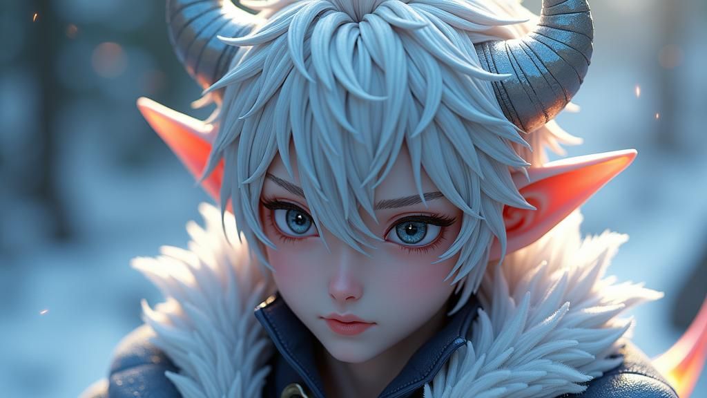 Wight Devil with Silver Hair: 3D Anime Art