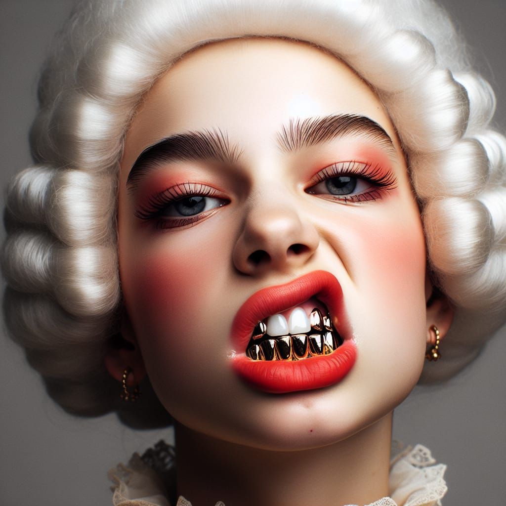 18th-Century Girl with Golden Grillz Portrait