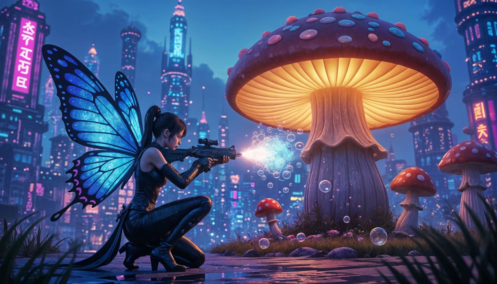 Fairy Assassin in Surreal Bubble City