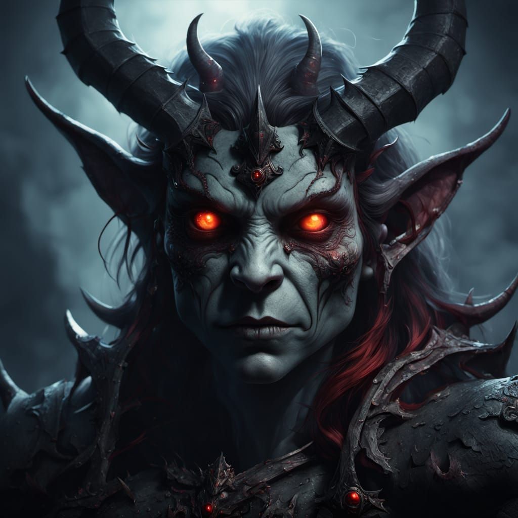 Surreal Dark Fantasy Goblin Queen Portrait in Hyper-Detailed...