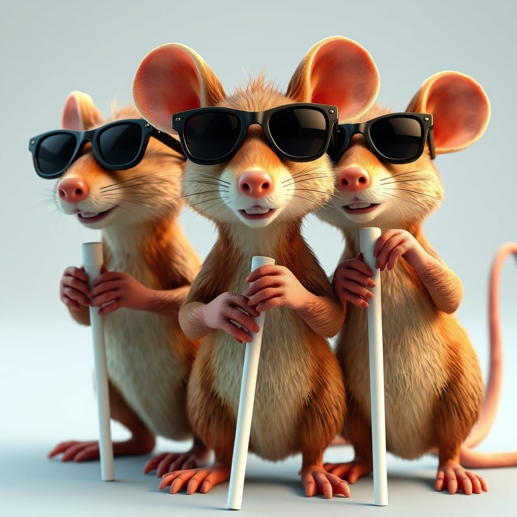 Three Blind Mice in Sunglasses, Claymation Style