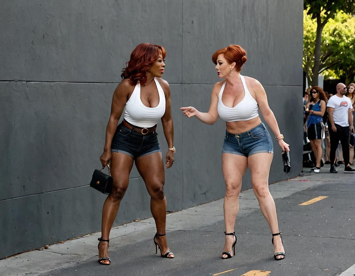 Niecy Nash dressed in a short low cut halter top and high he...