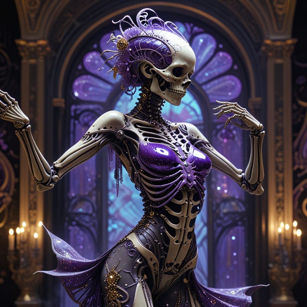 Skeleton Dancer in Art Nouveau Ballroom