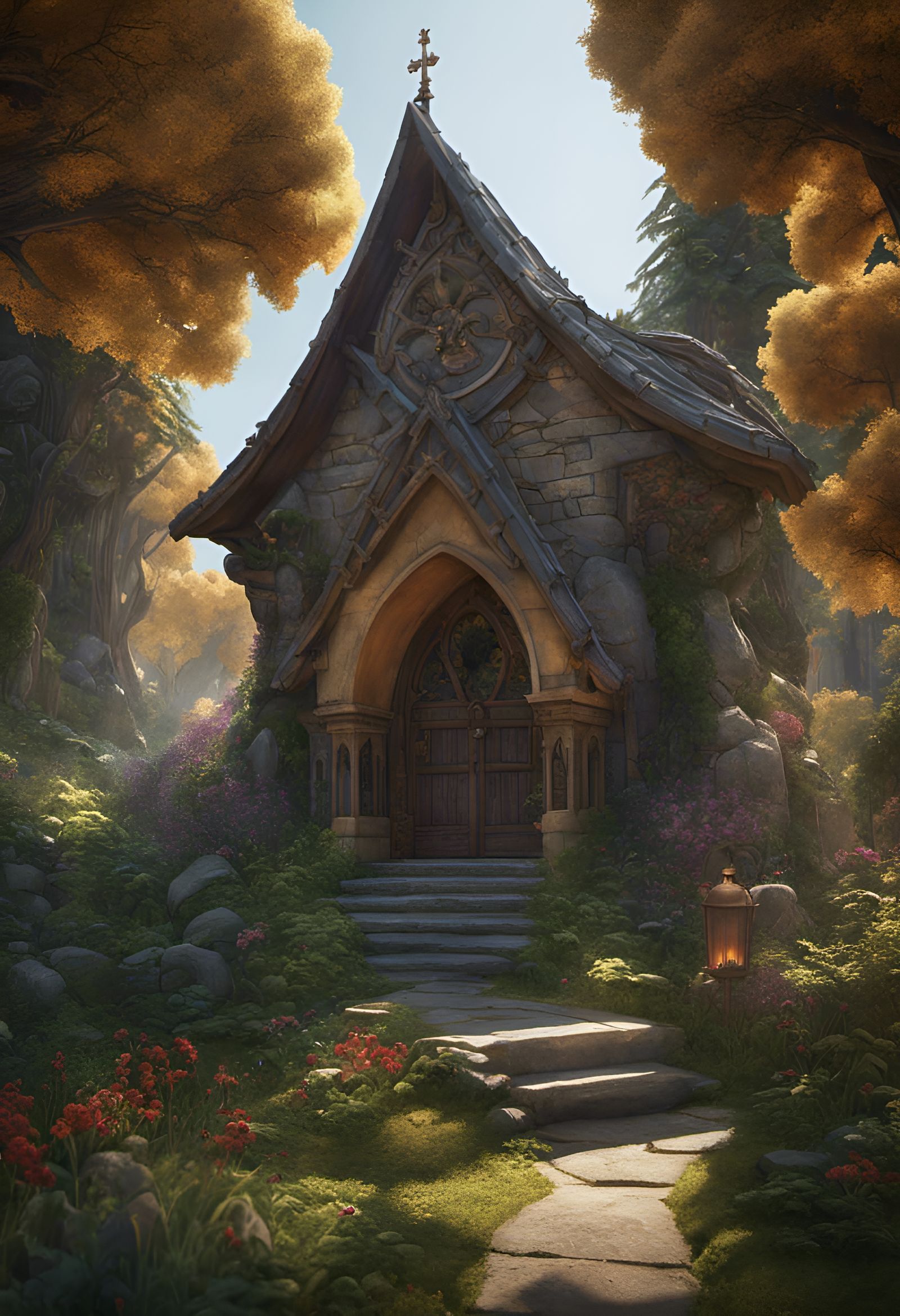 Friar Tuck in Forest Lawn: Detailed Matte Painting