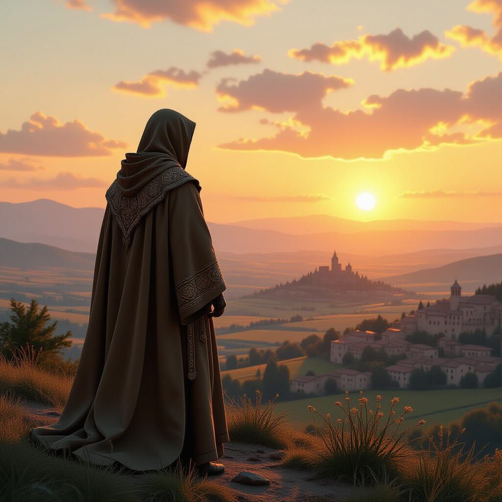 Twilight Valley Cleric: Digital Art Landscape