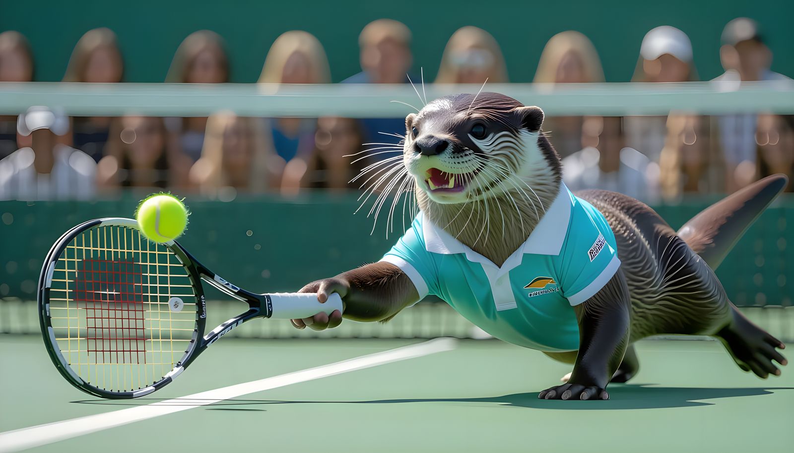 Otter Plays Tennis in Hyperreal Photo