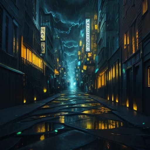 Butterfly Emerges in Stormy Cityscape, Surrealism