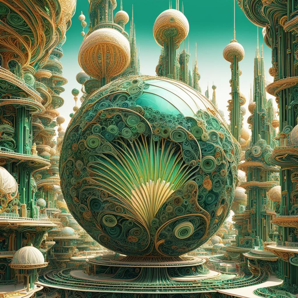 Quilling City of The Future in Holographic Style