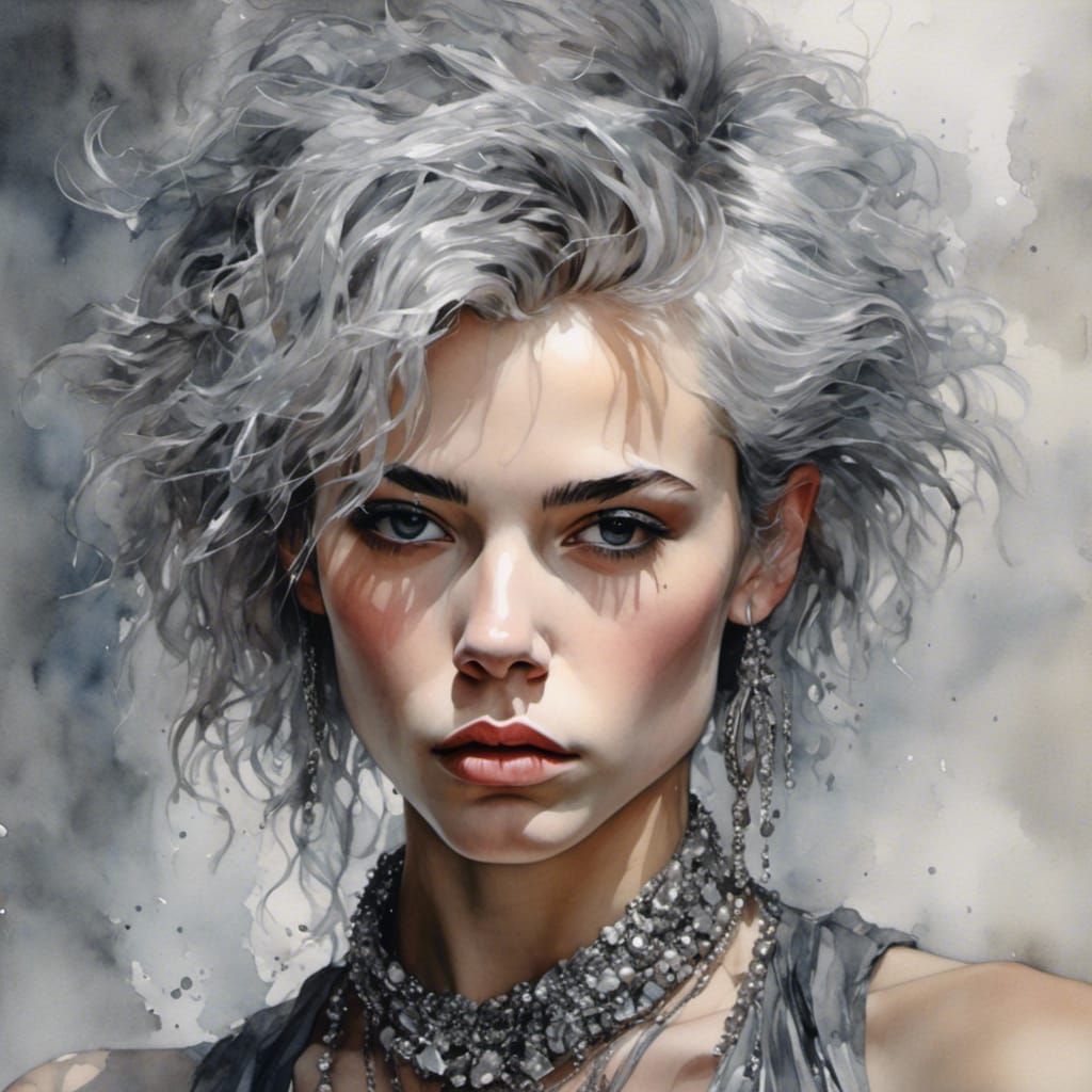 Silver Punk Portrait in Hyper-Realistic Digital Art
