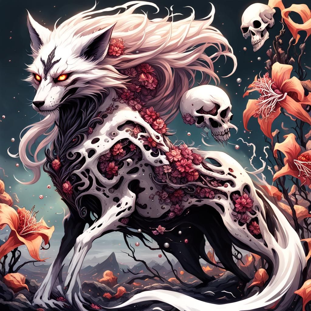 Foxhuman Hybrids in a Futuristic Undead Landscape