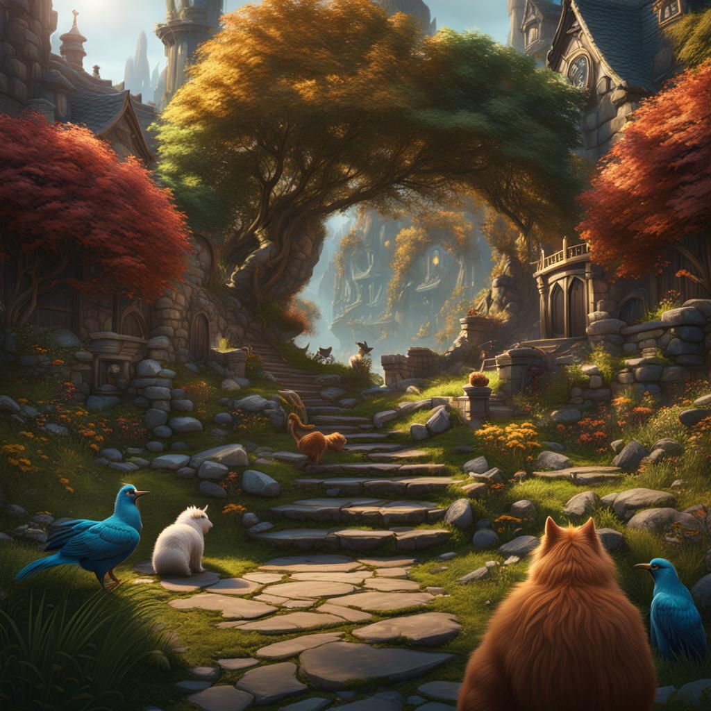 Fantastical Pets in Detailed Matte Painting Style