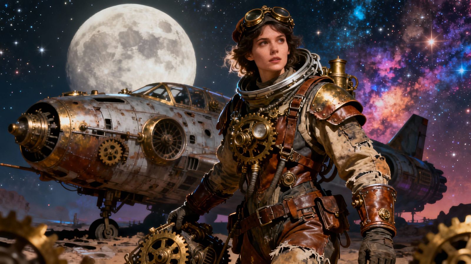 Steampunk Astronaut Salvages Spaceship in Starfield