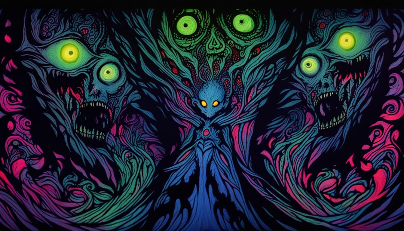 Bloody Banshee in Dark Hour Dual Exposure Photograph