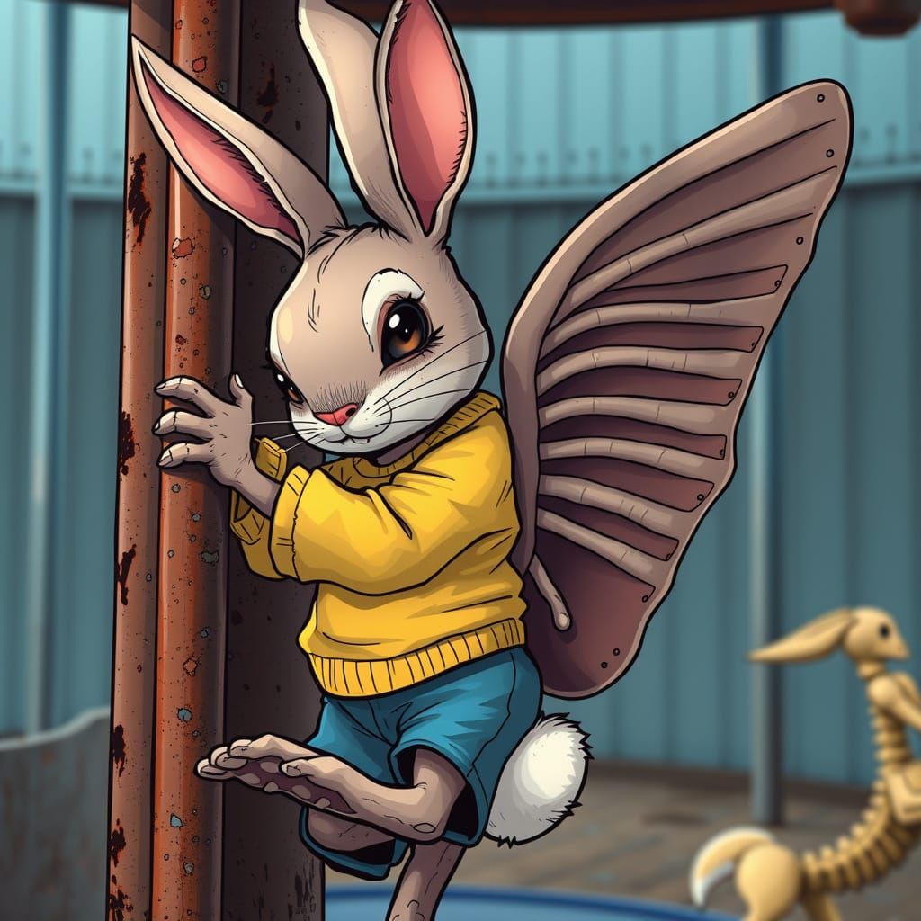 Cartoon Rabbit's Dark Carousel Ride