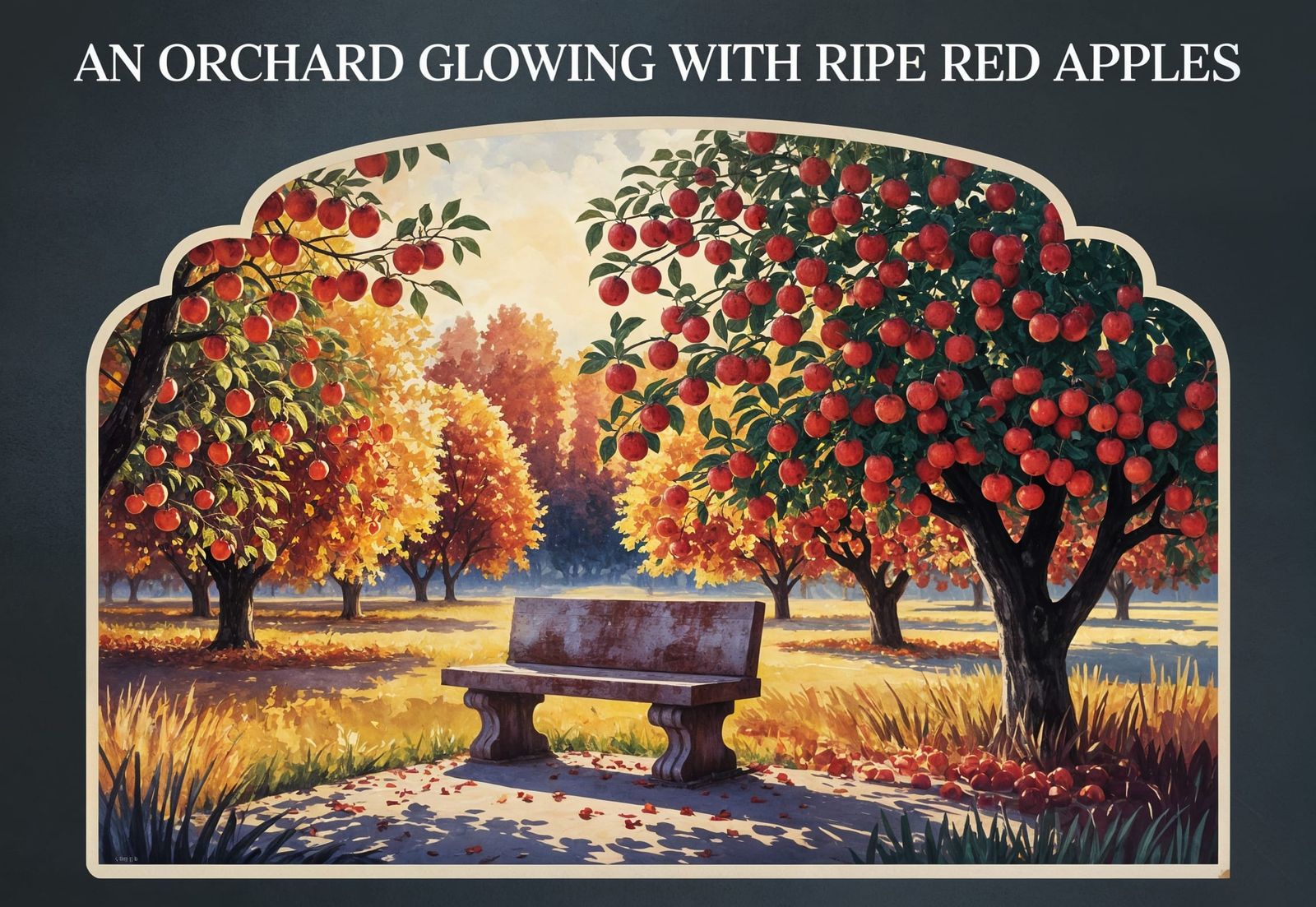 Orchard Glow: Art Nouveau Apples in Autumn Light