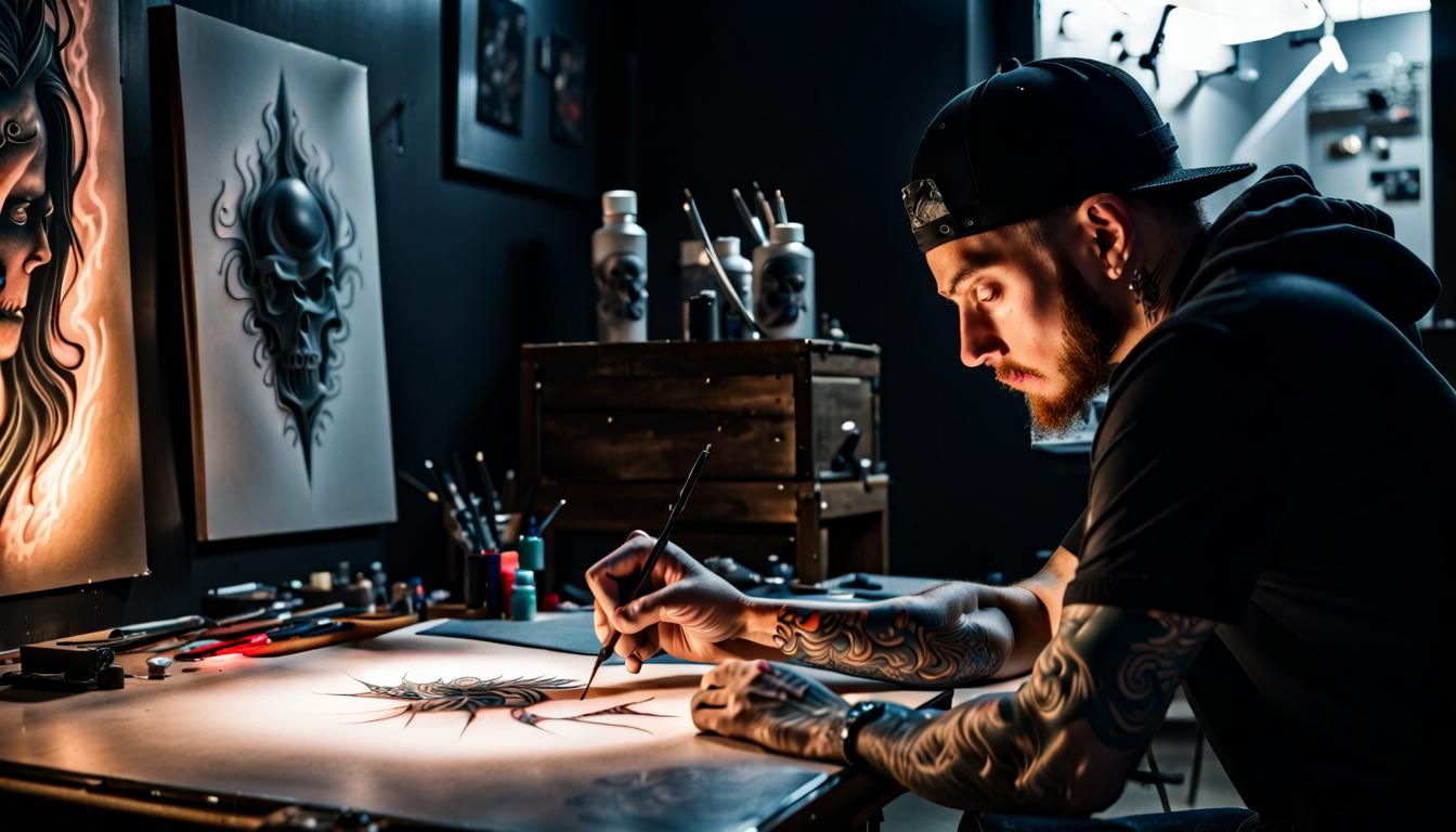 Tattoo Artist Focused on Dark Artistry