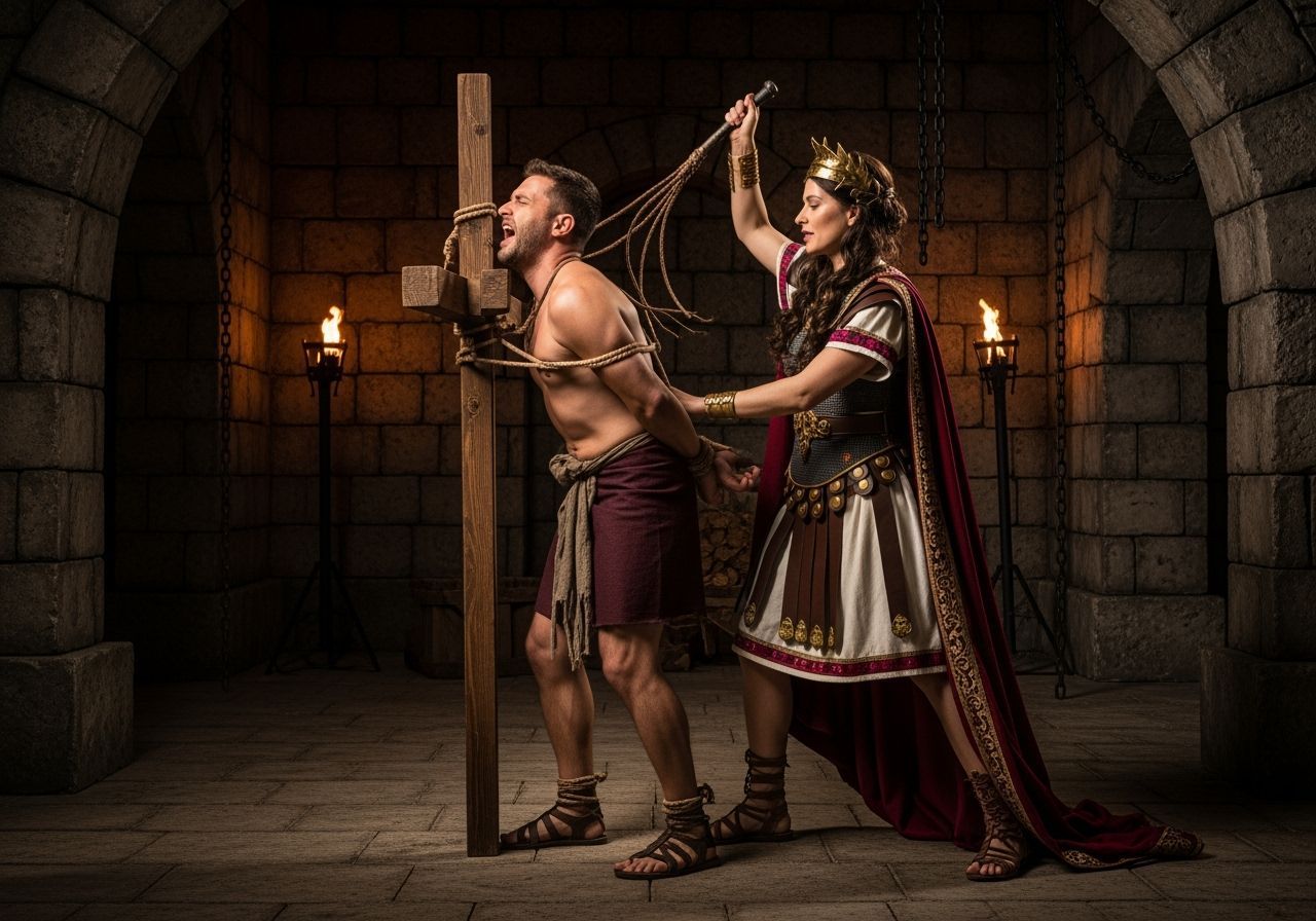 Empress Messalina Whipping Servant in Dungeon