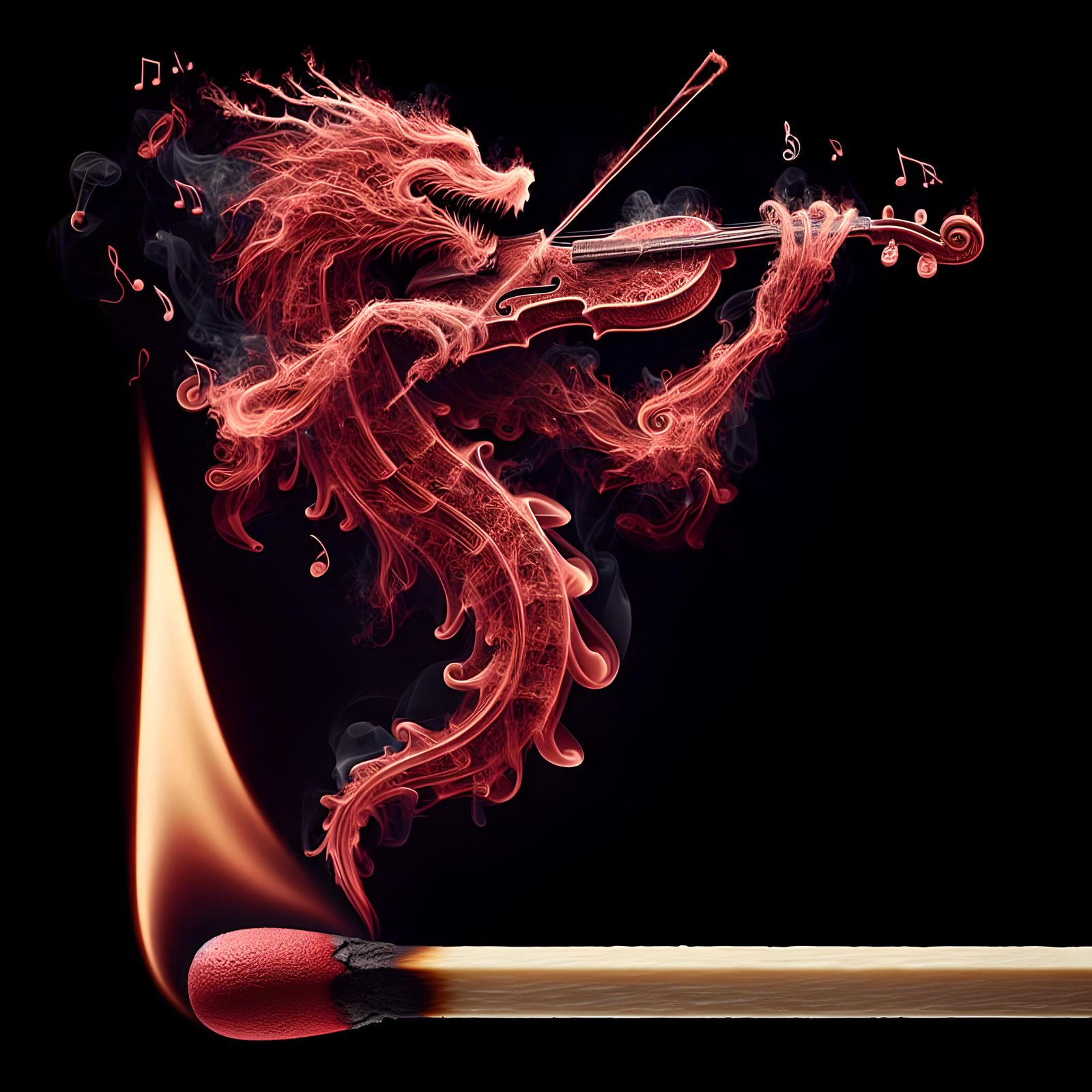 Dragon Made of Smoke Playing Violin