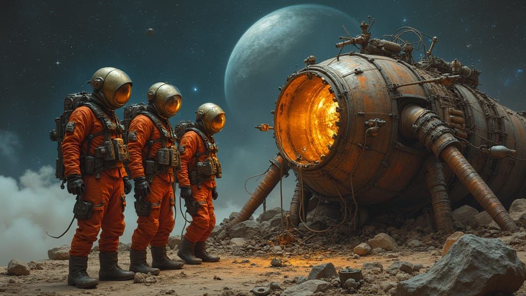 Steampunk Astronauts in Urgent Repair Mission