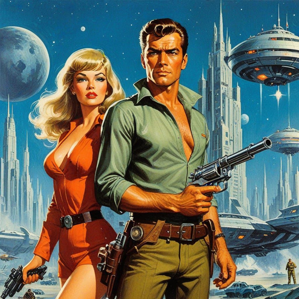 Epic Hero Space Adventurer in Tight Shirt on Planet Mongo