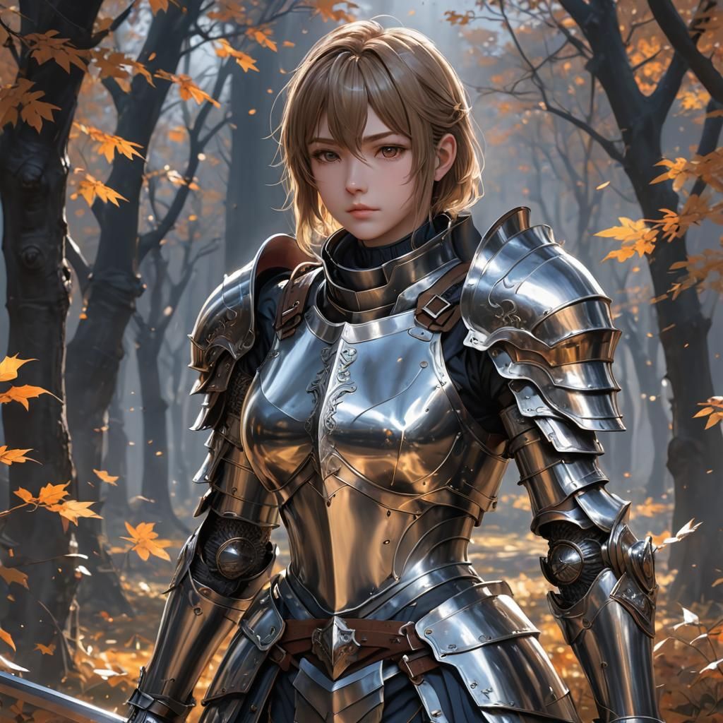 Anime Knight in 3D Digital Art Style