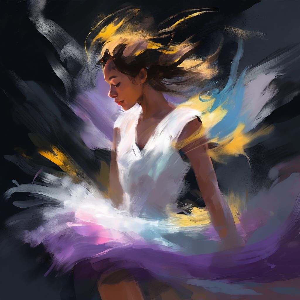 Serene Anime Scene with Kawaii Invention as Digital Oil Pain...