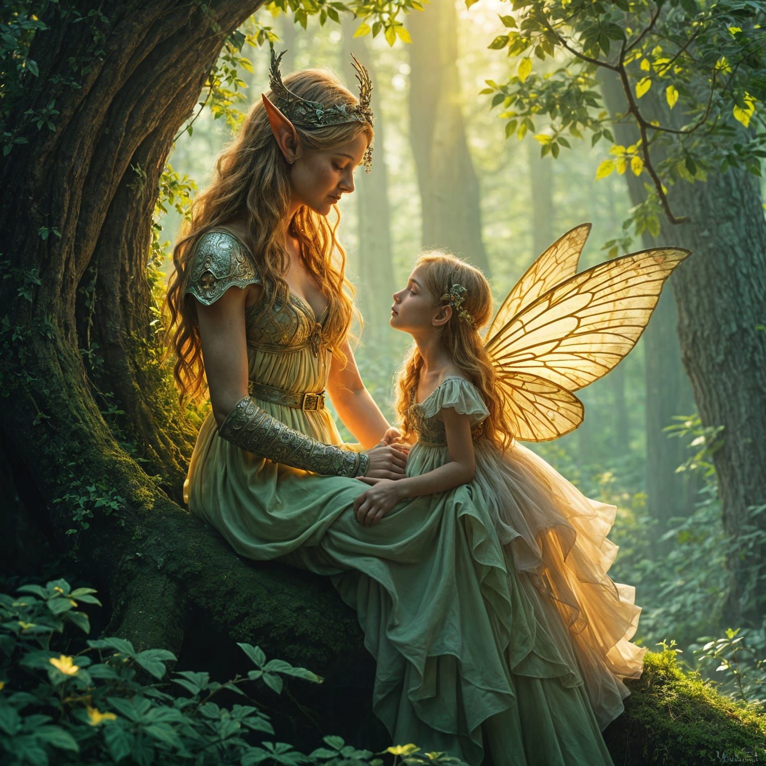 Whimsical Forest Scene in the Style of Maxfield Parrish