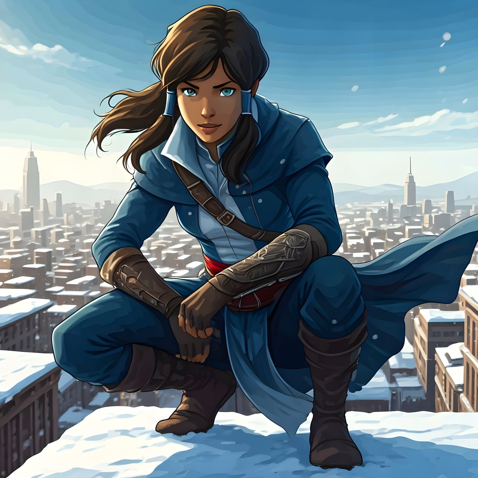 Korra in Cyberpunk Assassin's Creed Style