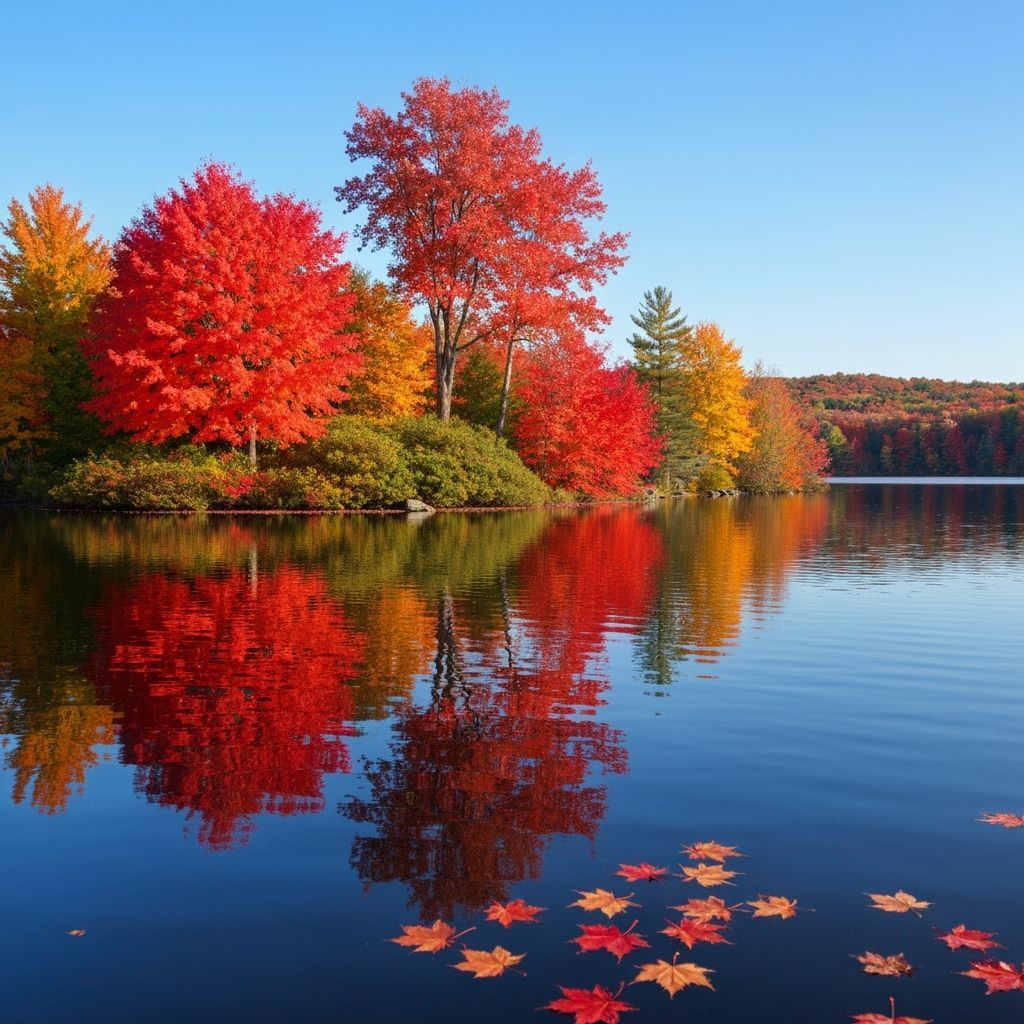 Autumn Lake Reflection with Vibrant Foliage