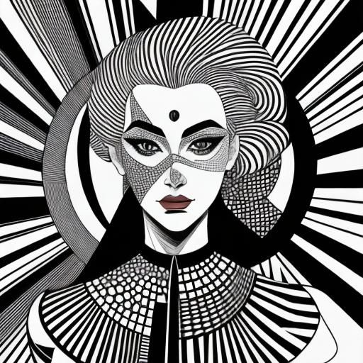 Fashionable Woman Portrait in Fauvist Modern Graphic Style