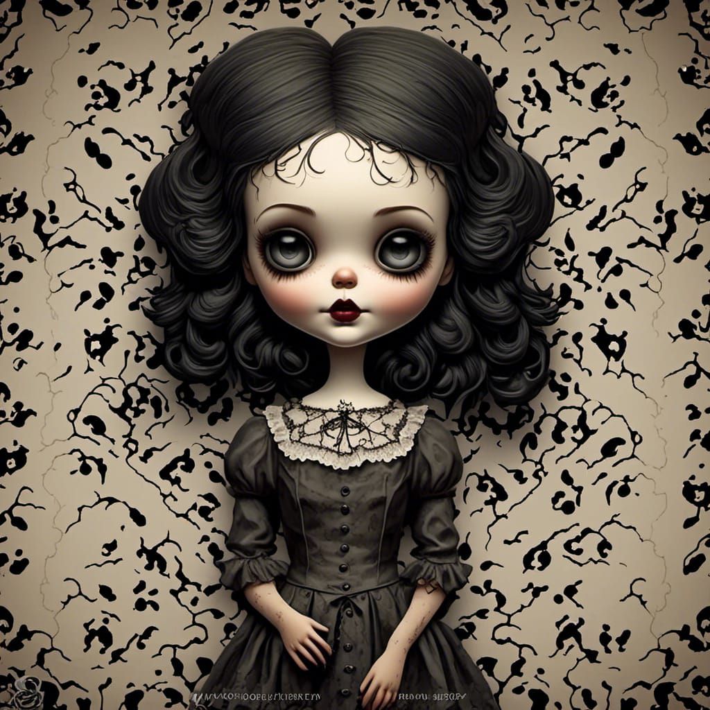 Creepy Doll Clipart Logo in Horror Theme