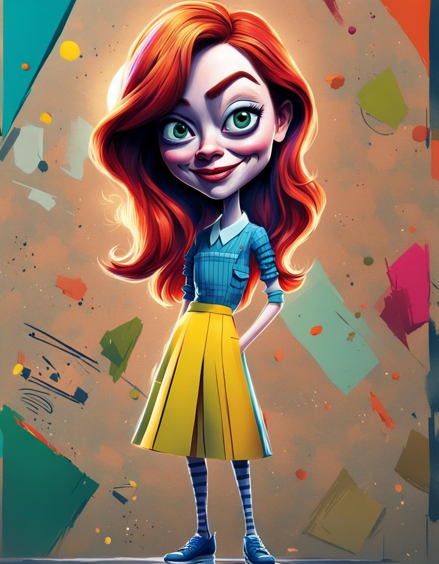 Pixar Style Emma Stone Caricature Portrait