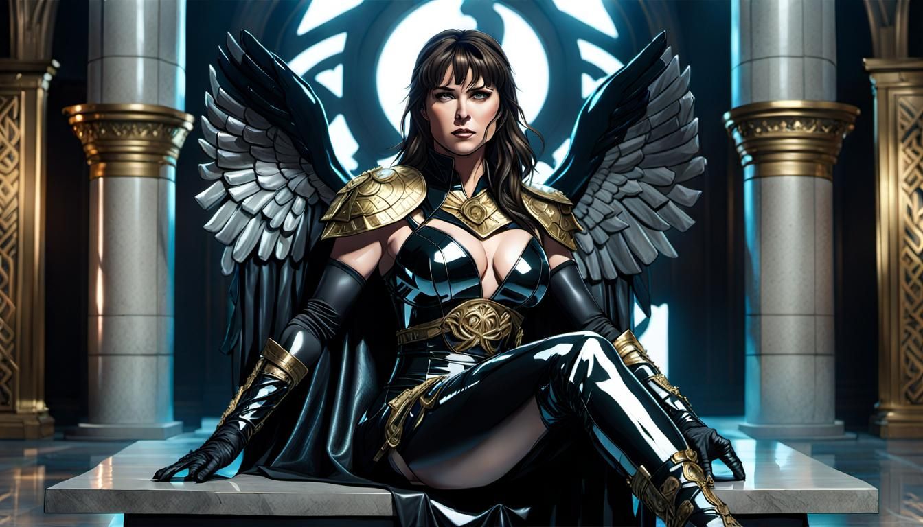 Dark Angel on Magnesite Throne: 3D Anime Art