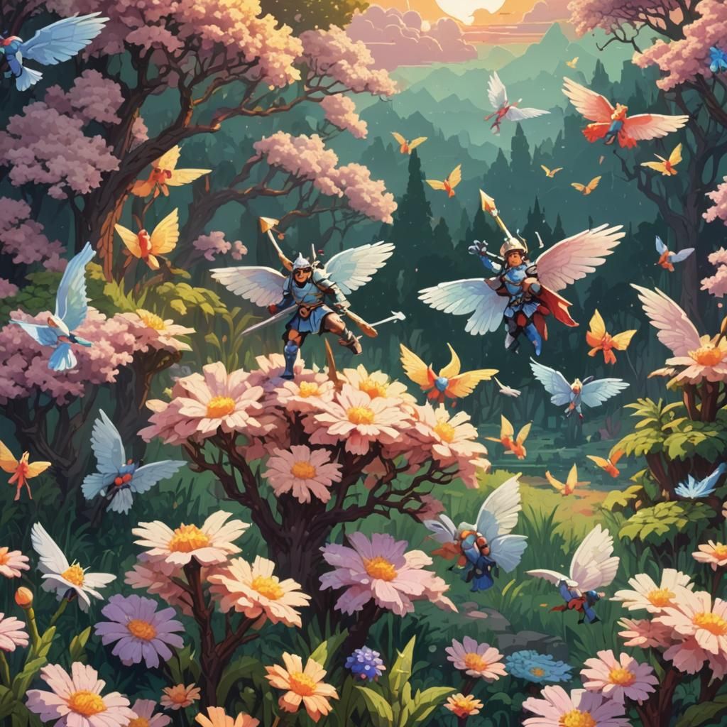 Victorious Warrior in 8-bit Pixel Art Style