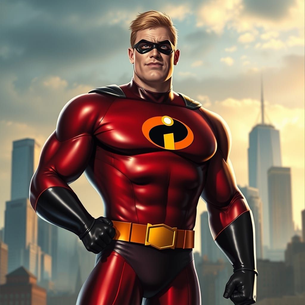 Captain Incredible: Heroic Cityscape in Photorealistic Style