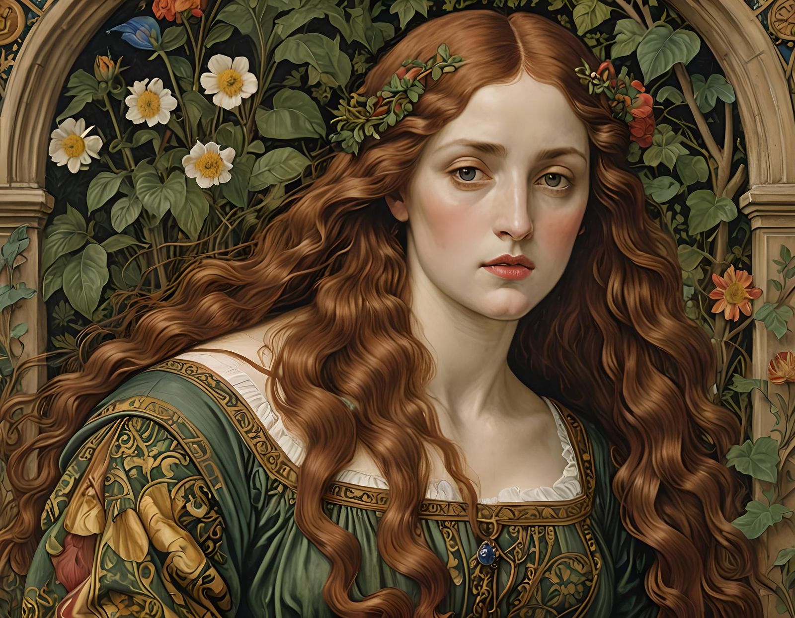 Pre-Raphaelite Style Red-Haired Woman