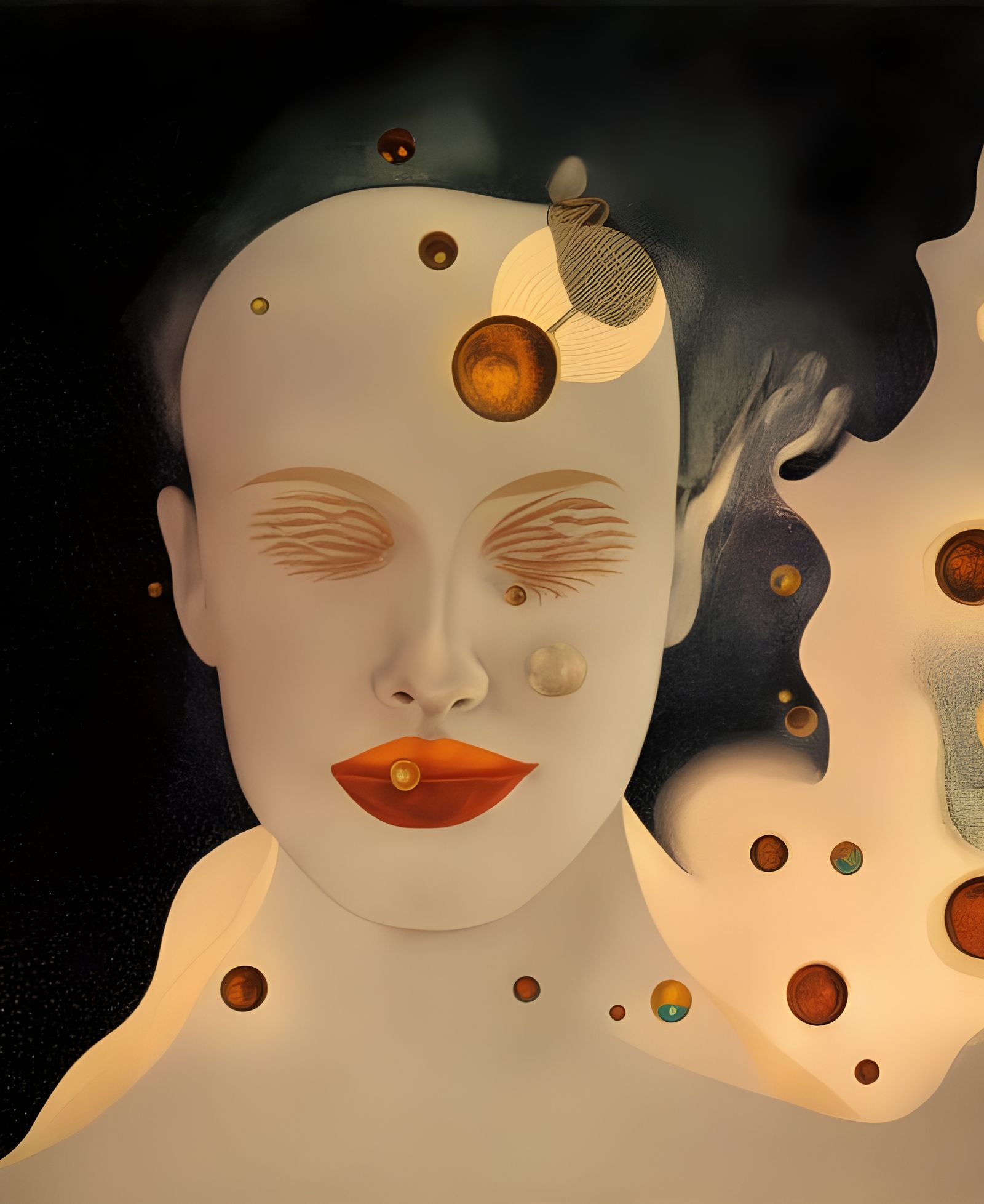 Biopunk Summer Landscape with Erupting Pond