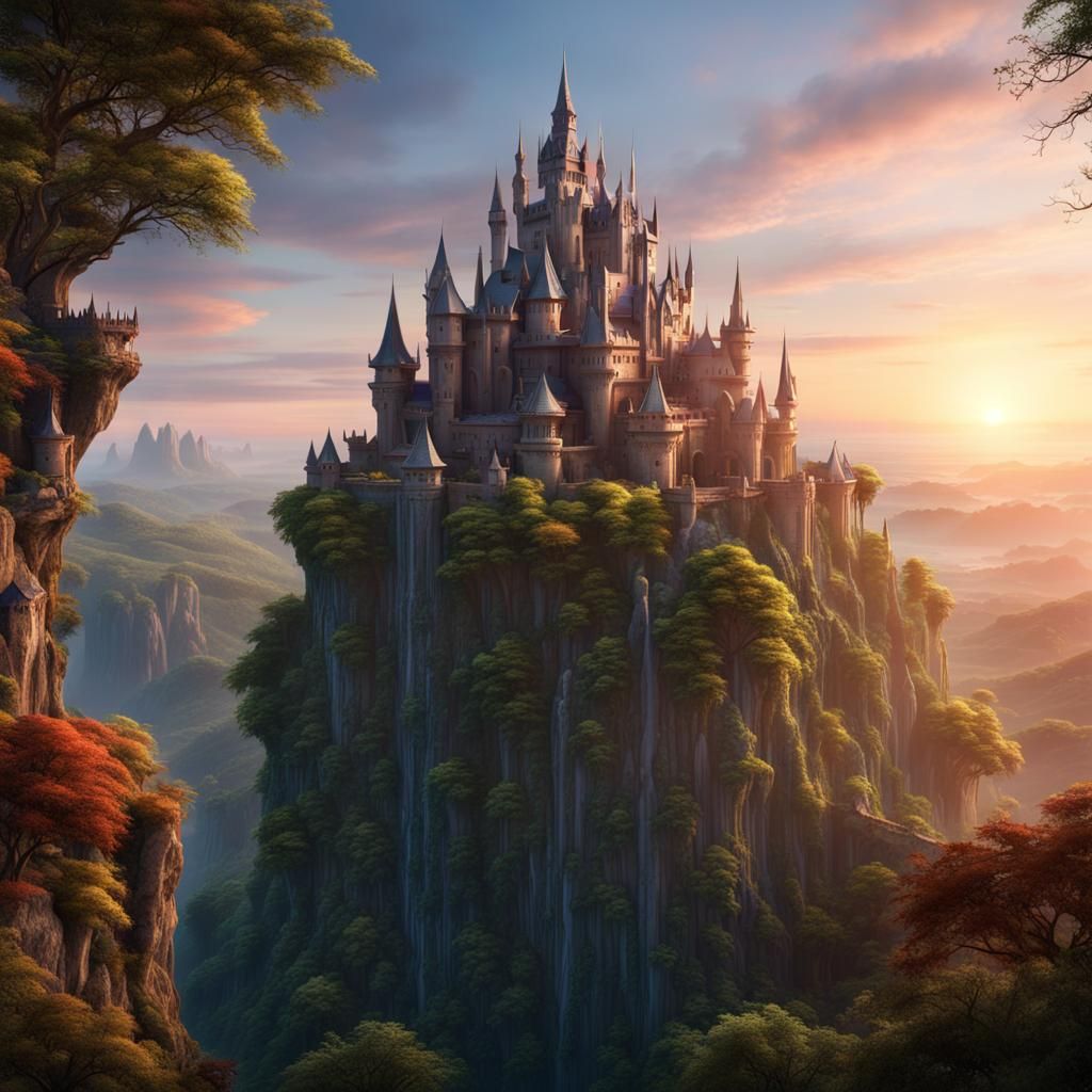 Elven Castle in Alien Forest: Fantasy Concept Art