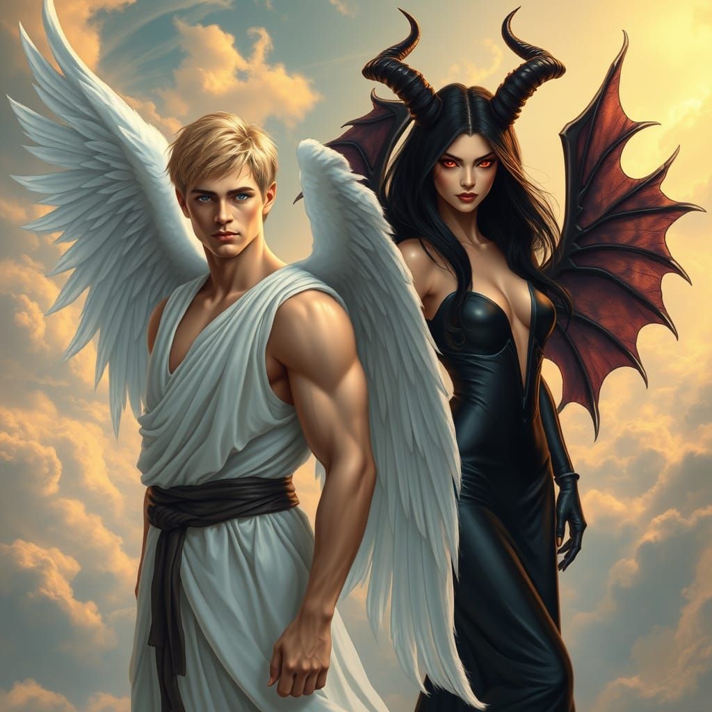 Angel and Demon Goddesses Descend from Heaven