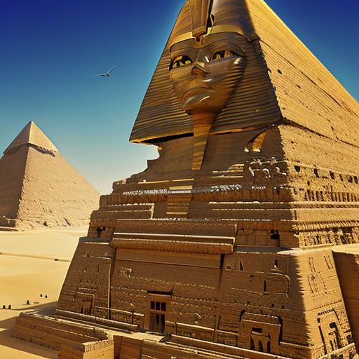 Egyptian Pharaoh Double Exposure in Photorealistic Style