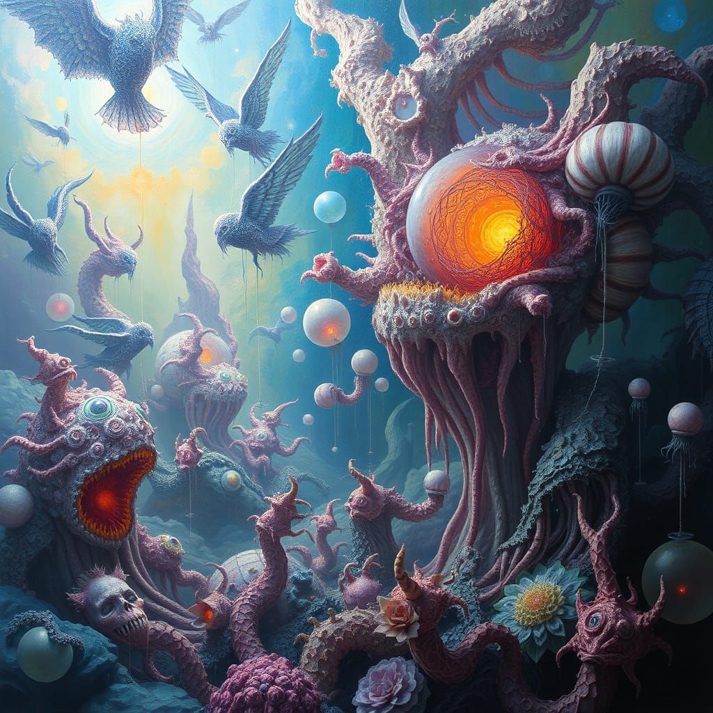 Surreal Dreamscape in Vibrant, Ethereal Colors