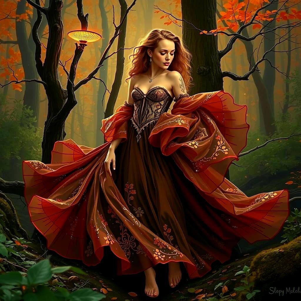 Ethereal Woman in Bioluminescent Forest