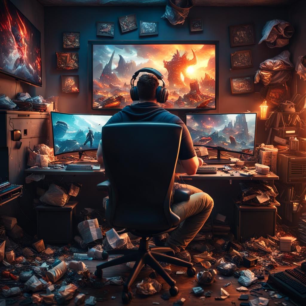 Gamer's Lair: A Cinematic Digital Painting