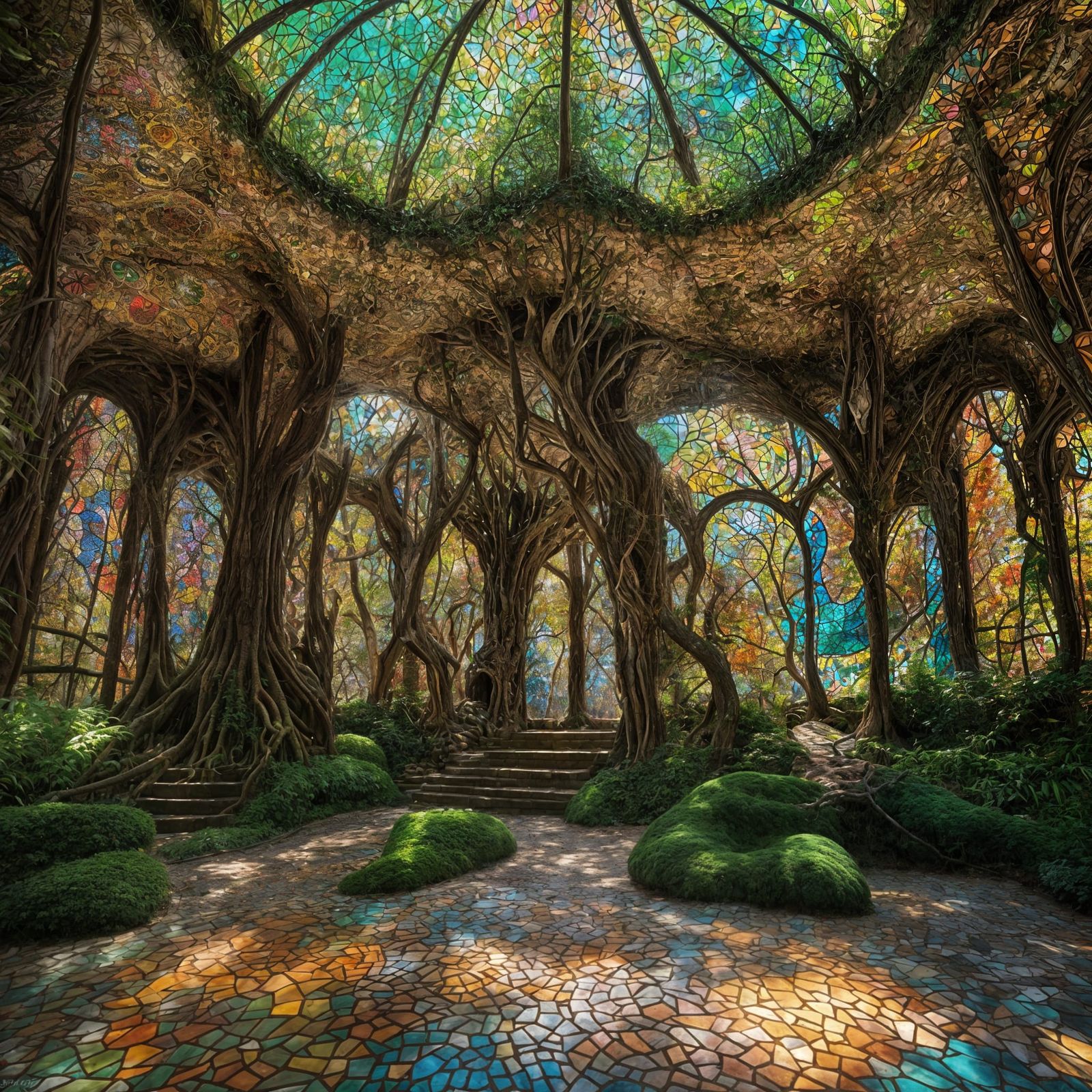 Enchanting Forest Temple in Gaudi Style