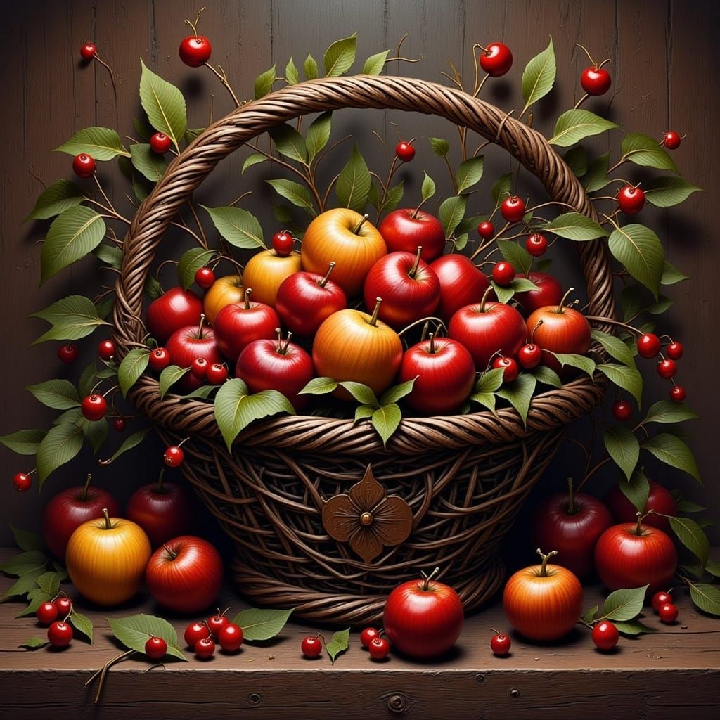 Steampunk Still Life: Apples in a Basket