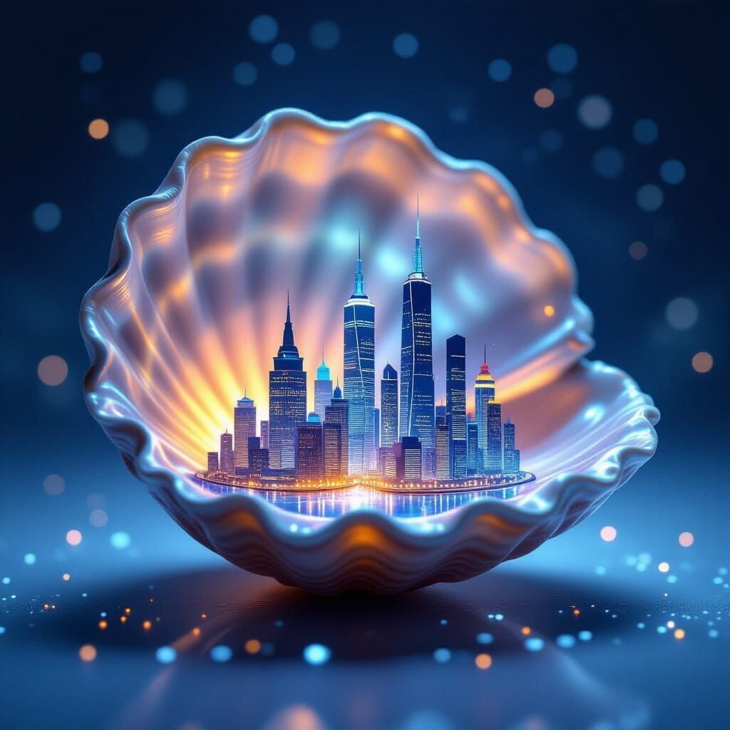 Night City Hidden Inside a Seashell