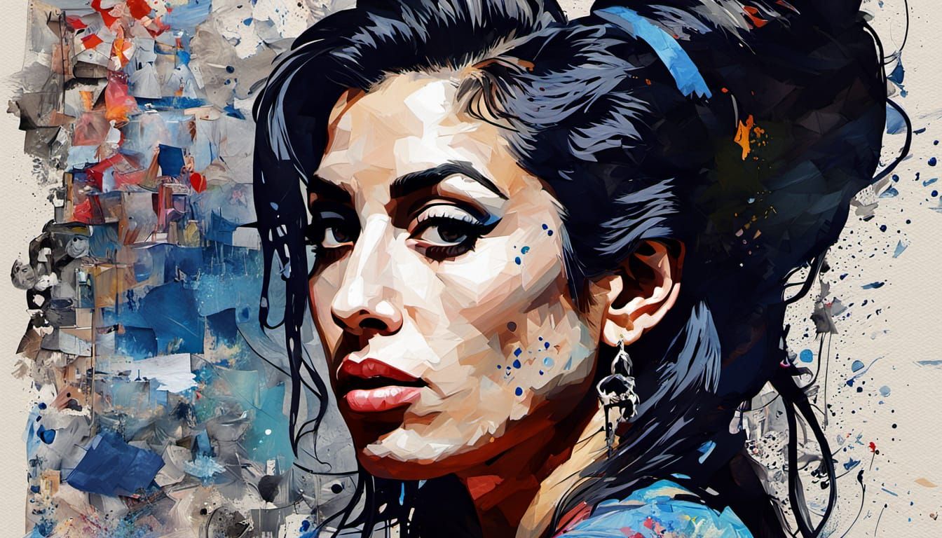Amy Winehouse in Contemporary Street Art Style