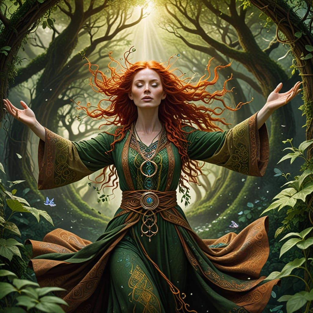 Fantastical Druidess in Earthy Splendor