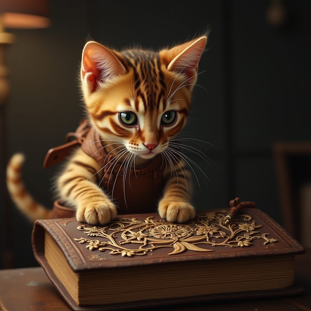 Bengal Kitten Crafts Leather Book Cover