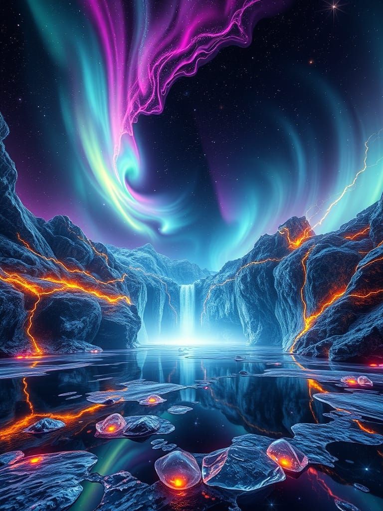 Stellar Cosmic Dreamscapes in Neon-Lit Vortex